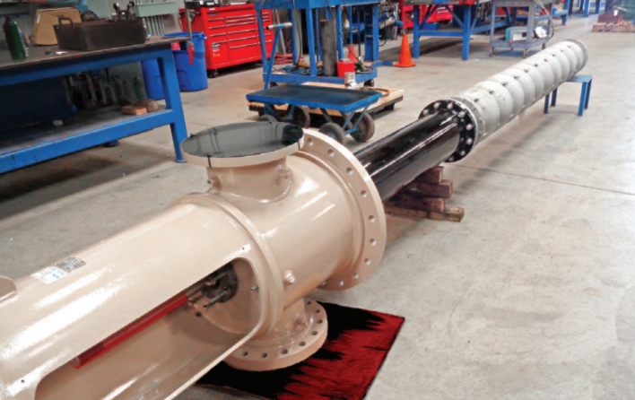 KSB Reconditioned T-head and custom-built stainless steel column pipe